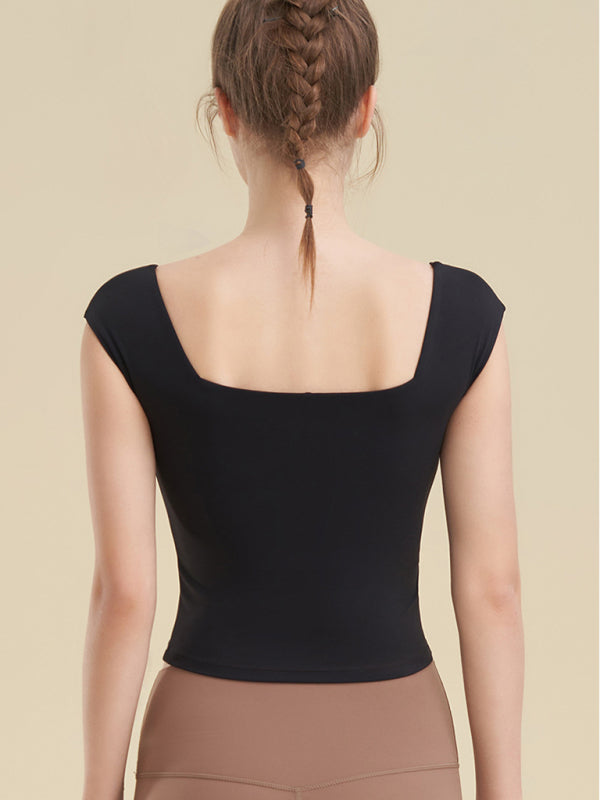 Cynthia Square Neck Sports Tight Tank Top For Women Yoga Clothing