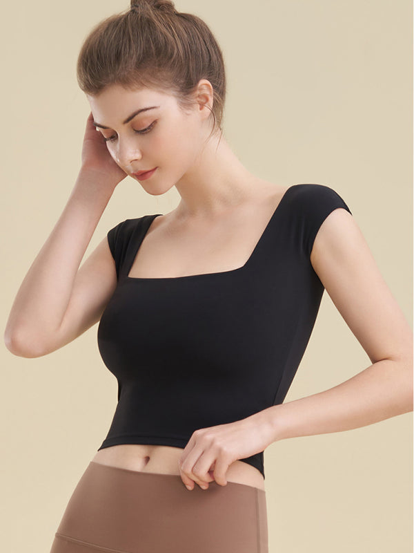 Cynthia Square Neck Sports Tight Tank Top For Women Yoga Clothing