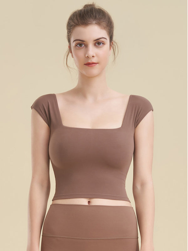Cynthia Square Neck Sports Tight Tank Top For Women Yoga Clothing