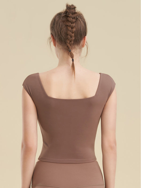 Cynthia Square Neck Sports Tight Tank Top For Women Yoga Clothing