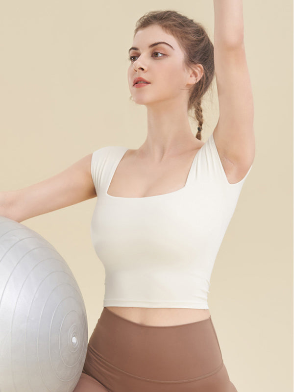 Cynthia Square Neck Sports Tight Tank Top For Women Yoga Clothing