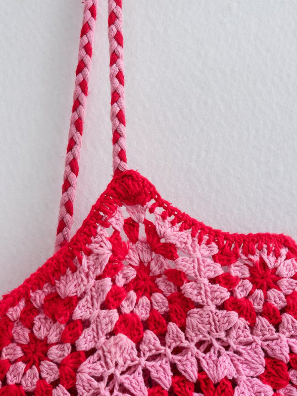 Artemis Crochet Patchwork Knitted Ethnic Style Slip Dress