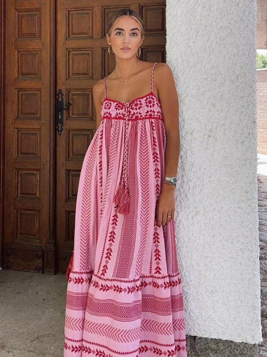 Artemis Crochet Patchwork Knitted Ethnic Style Slip Dress