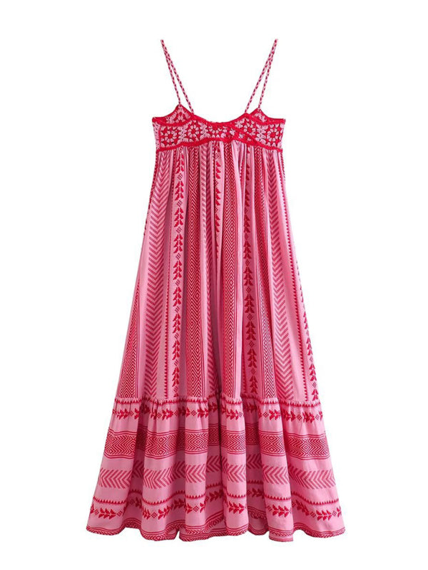 Artemis Crochet Patchwork Knitted Ethnic Style Slip Dress