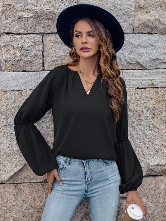 Amabel V-Neck Loose Casual Autumn And Winter Women's Tops