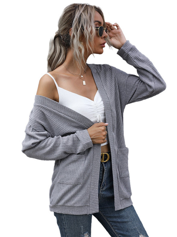 Macy New Casual Women's Basic Long-Sleeved Solid Color Long Sweater Cardigan