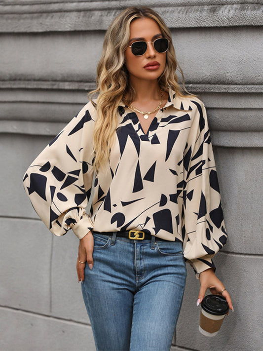 Asteria Women's Autumn Winter Long Sleeve Printed Shirt