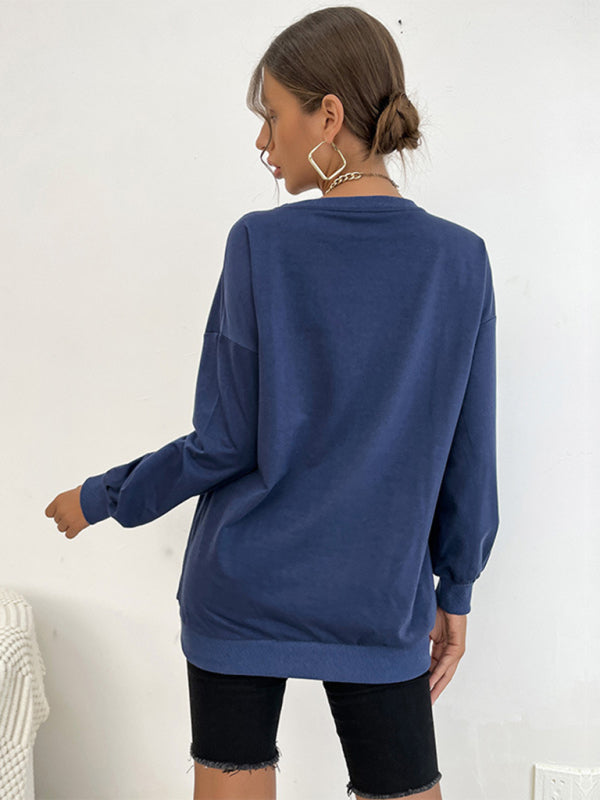 Janine Casual Letter Print Loose Hoodie Top