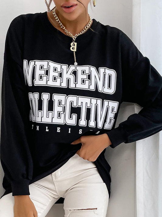 Betsy Women Casual Letter Print Hoodie Sweatshirt