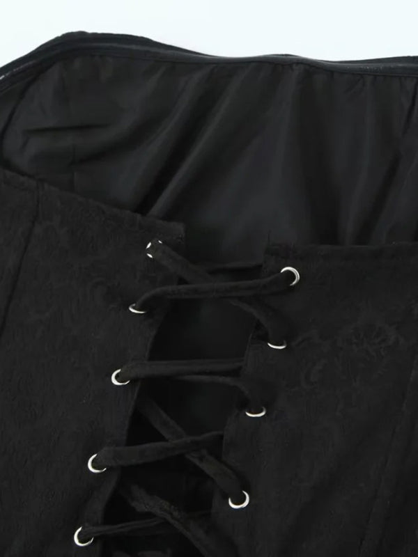Niamh French Palace Style Tight Corset Outer Jacquard Fishbone Layered Ruffled Tube Top