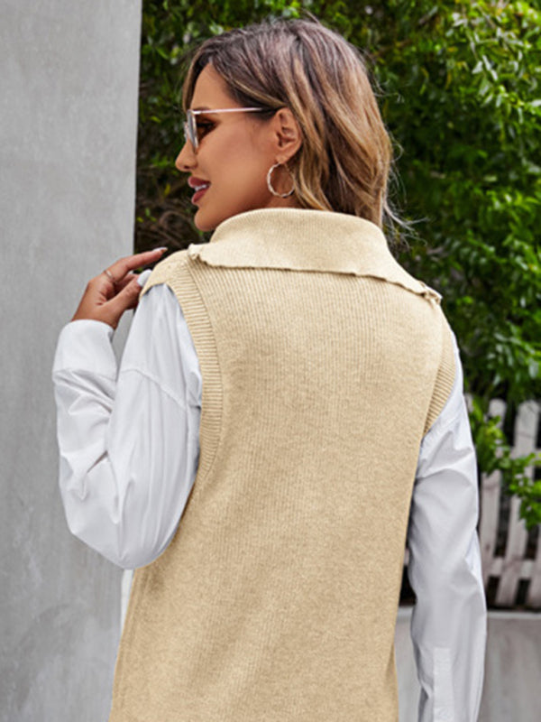 Mira Premium gray V-neck Sweater Vest New Design Sleeveless Waistcoat Top Loose Pullover Vest