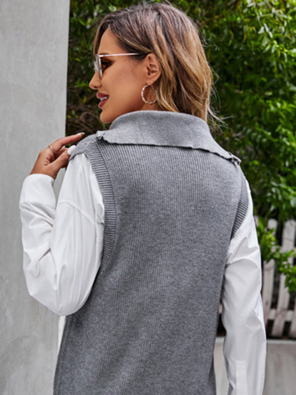 Mira Premium gray V-neck Sweater Vest New Design Sleeveless Waistcoat Top Loose Pullover Vest