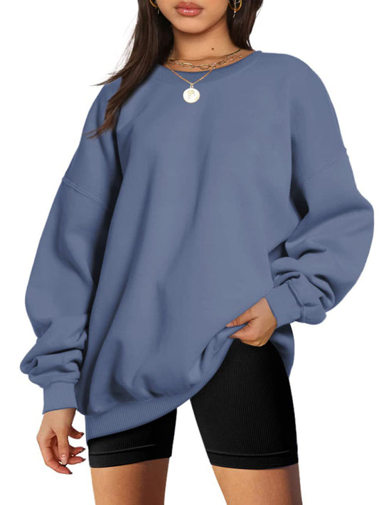 Hailee Round Neck Pullover Loose Casual Velvet Sweatshirt