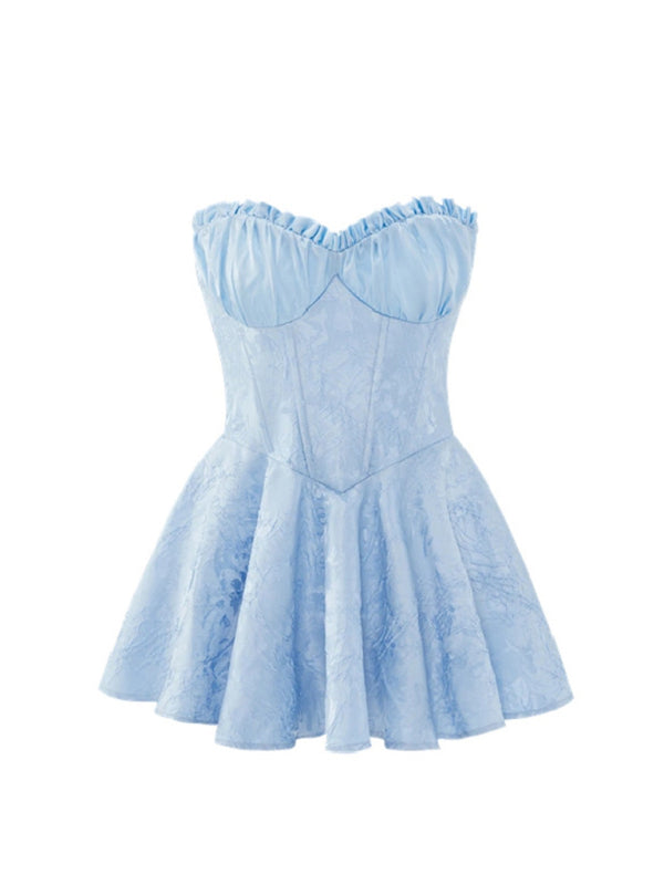 Eliza Lace Jacquard Tight Sexy Tube Top Dress High Waist Slim Birthday Dress Princess Dress