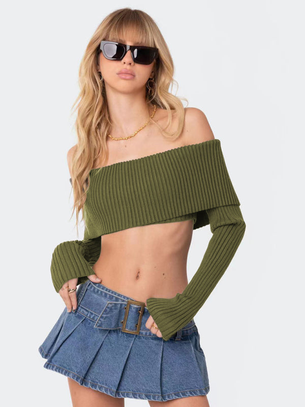Daleyza New Comfortable and Sexy Woolen Chest-wrapped Long-sleeved Sweater Top