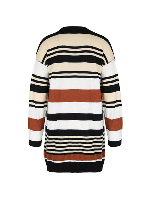 Dorothy New Color Block Long Sweater Cardigan