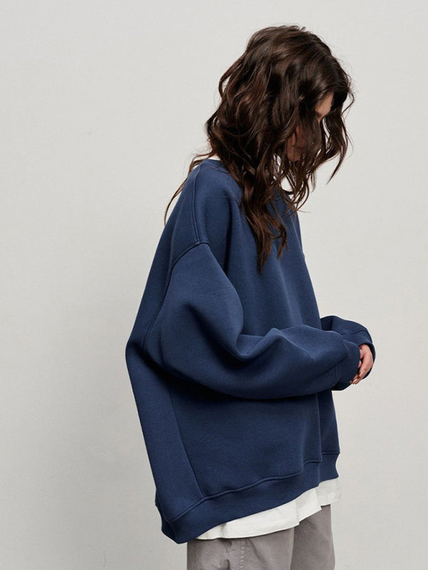Mikaela Feminine Round Neck Polar Fleece Loose Sweatshirt