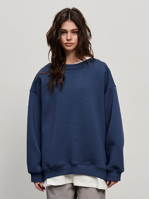 Mikaela Feminine Round Neck Polar Fleece Loose Sweatshirt