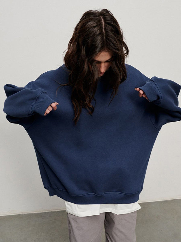 Mikaela Feminine Round Neck Polar Fleece Loose Sweatshirt