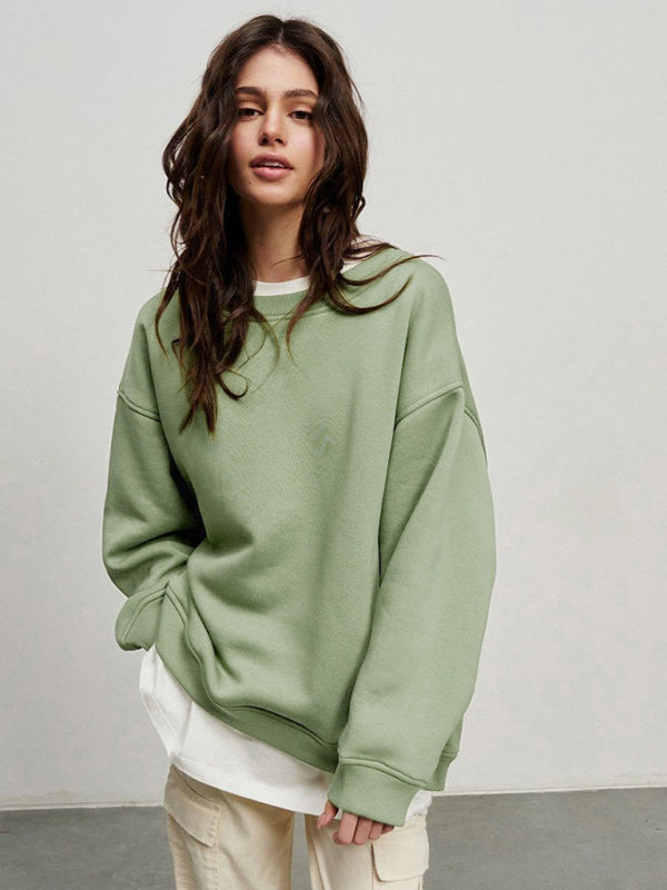 Mikaela Feminine Round Neck Polar Fleece Loose Sweatshirt