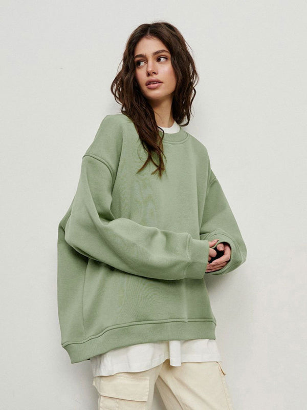 Mikaela Feminine Round Neck Polar Fleece Loose Sweatshirt