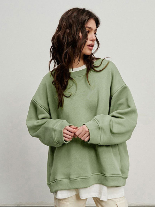 Mikaela Feminine Round Neck Polar Fleece Loose Sweatshirt