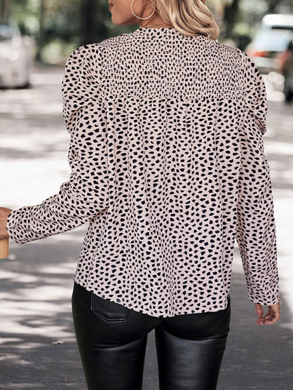 Austyn New Round Neck Leopard Print Long Sleeve Shirt