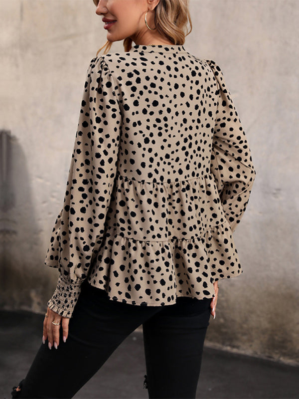 Azura New Women's Long Sleeve Leopard Print Shirt