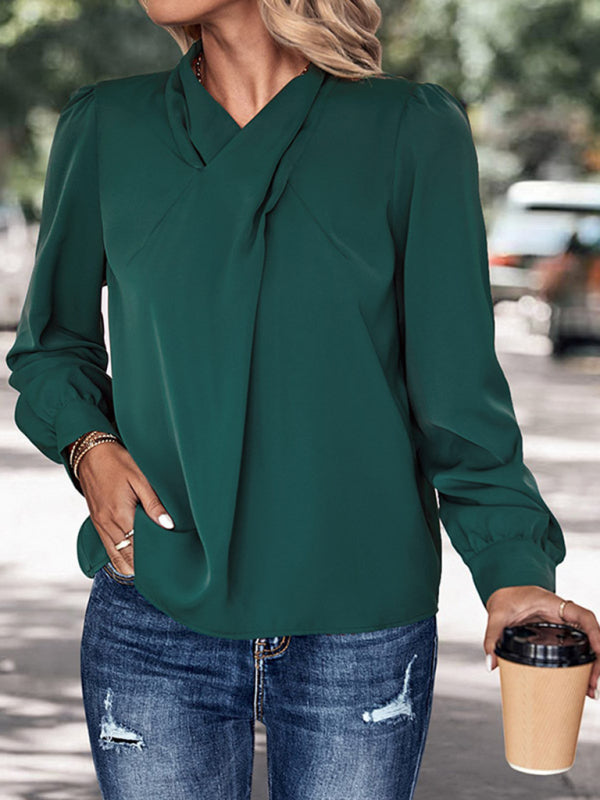 Aveline New Women's Solid Color Pullover Long Sleeve Shirt
