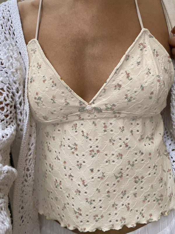 Merritt New Fashionable Ruffled Floral Camisole Vest