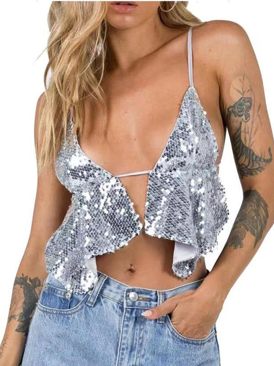 Meliora Women's Design Sequined Backless Camisole