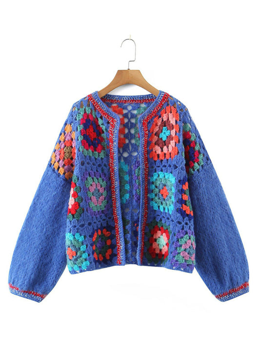 Yvonne Women's Loose Color Block Crochet Cardigan