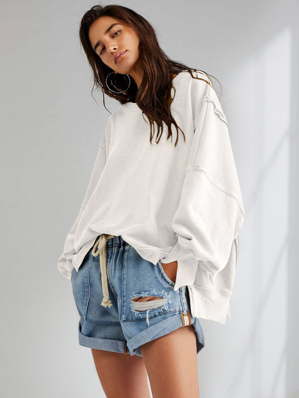 Devin Women's Loose Round Neck Patchwork Sweatshirt