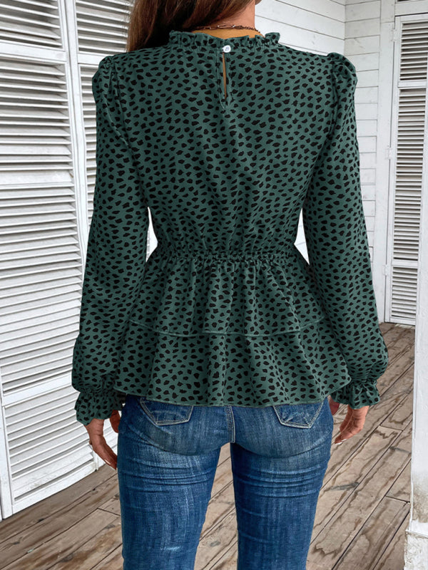 Arina New Women's Mid-Collar Printed Long-Sleeved Shirt