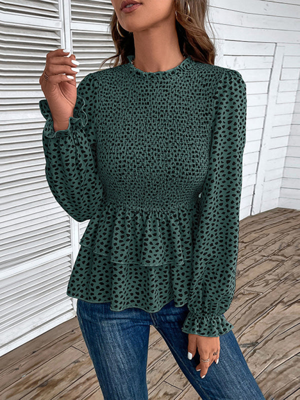 Arina New Women's Mid-Collar Printed Long-Sleeved Shirt