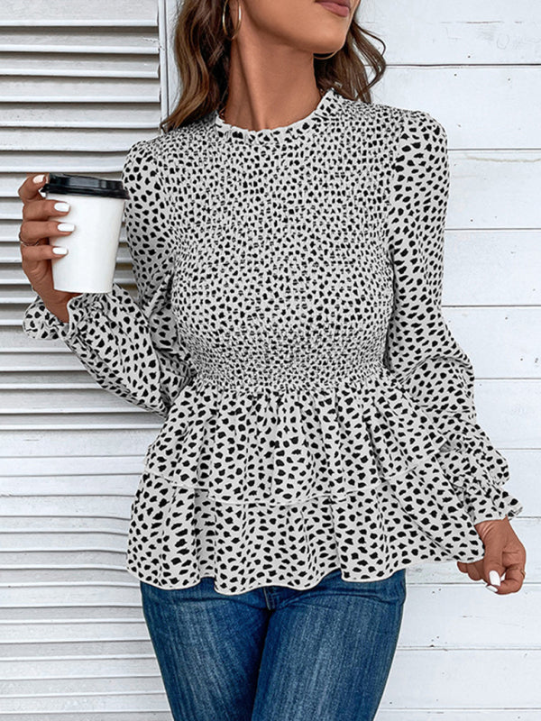 Arina New Women's Mid-Collar Printed Long-Sleeved Shirt
