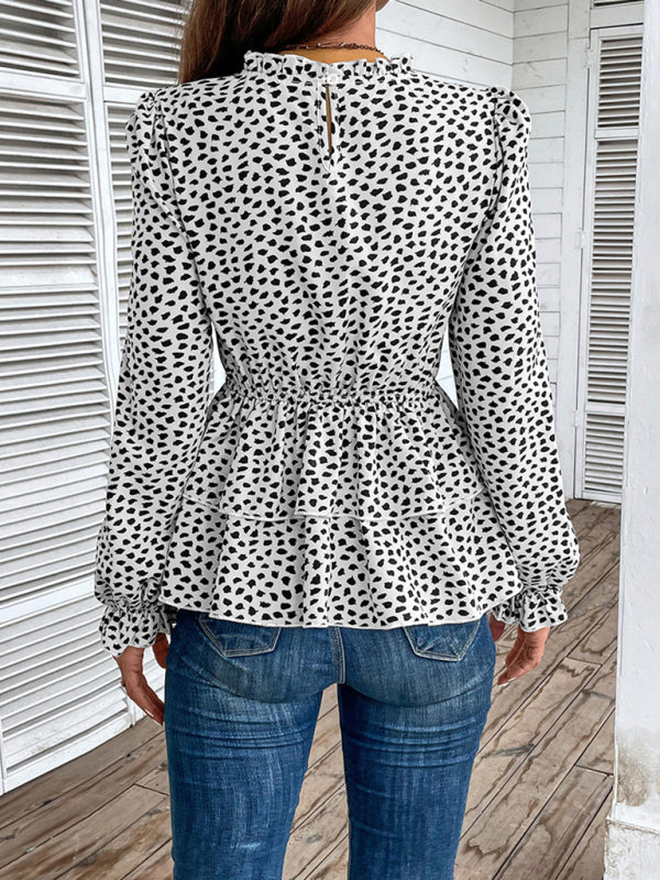 Arina New Women's Mid-Collar Printed Long-Sleeved Shirt