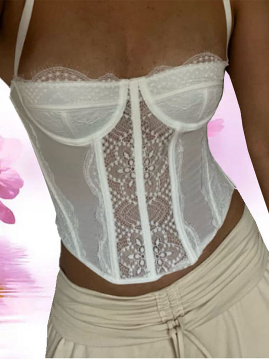 Noelle New Style Lace Embroidered Fishbone Sexy Tube Top Suspender Hollow Backless Outer Bra