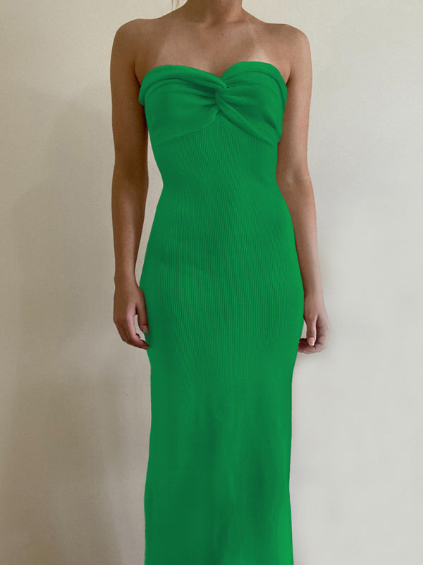 Parker New Style Knitted Cross Strapless Fashionable and Sexy Woolen Dress