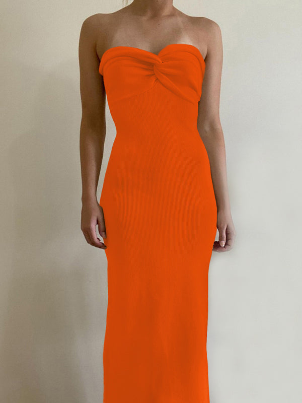 Parker New Style Knitted Cross Strapless Fashionable and Sexy Woolen Dress