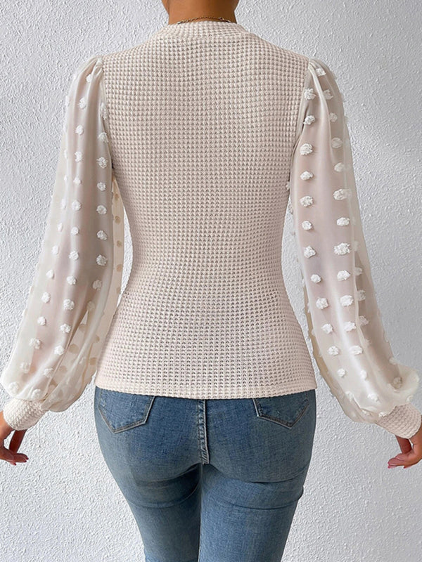 Loren Women's New Fashionable Round Neck Spliced Long Sleeve Sweater