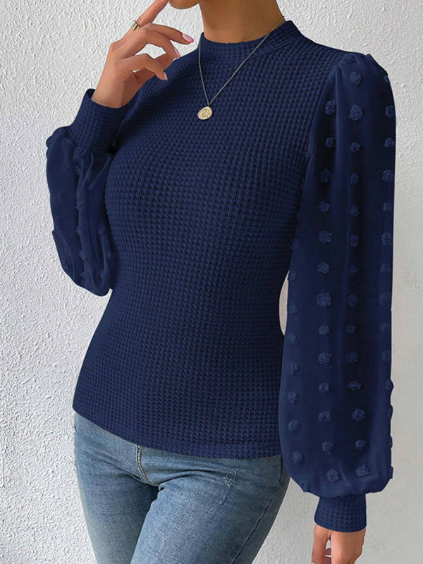 Loren Women's New Fashionable Round Neck Spliced Long Sleeve Sweater