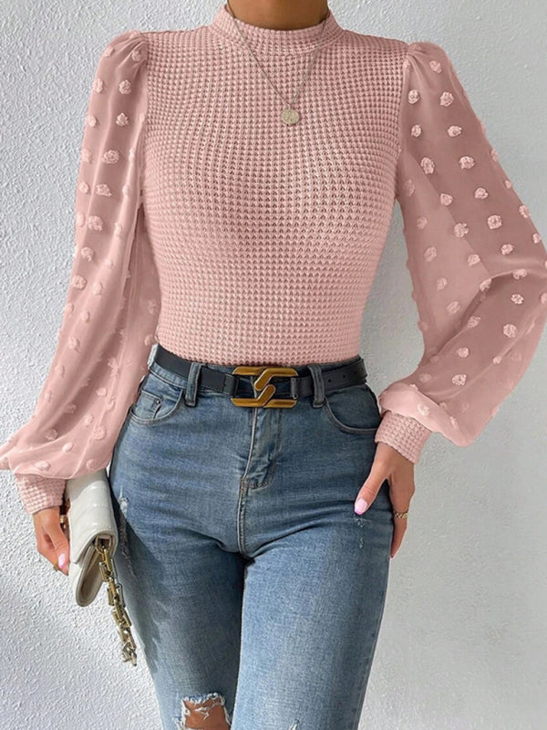 Loren Women's New Fashionable Round Neck Spliced Long Sleeve Sweater