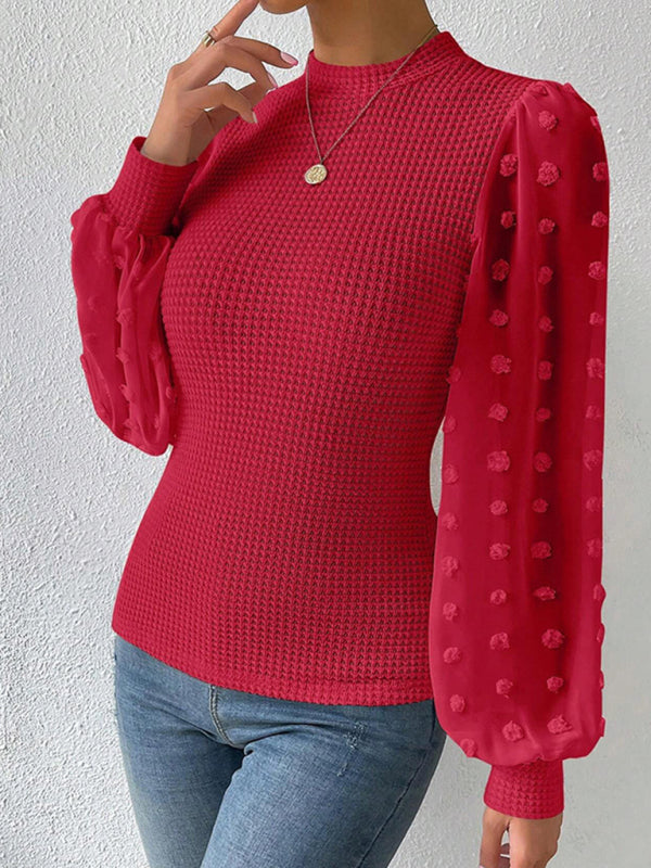 Loren Women's New Fashionable Round Neck Spliced Long Sleeve Sweater