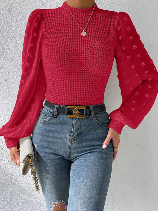 Loren Women's New Fashionable Round Neck Spliced Long Sleeve Sweater