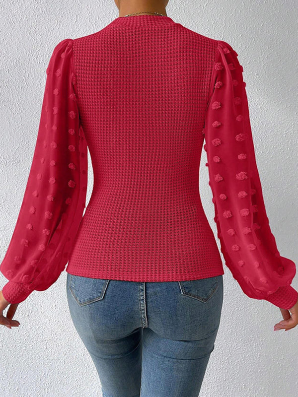 Loren Women's New Fashionable Round Neck Spliced Long Sleeve Sweater