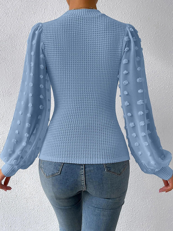Loren Women's New Fashionable Round Neck Spliced Long Sleeve Sweater