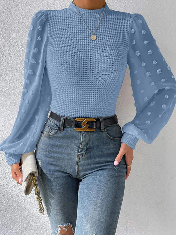 Loren Women's New Fashionable Round Neck Spliced Long Sleeve Sweater