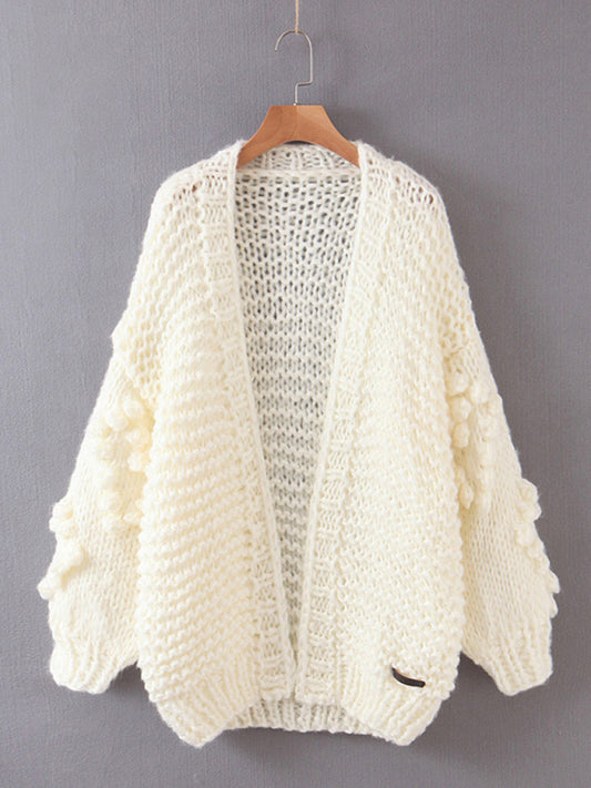 Aubree Women's Long Sleeve Thick Knitted Twist Loose Cardigan