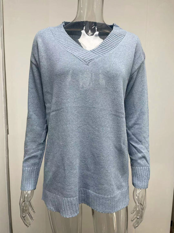 Charli Women's V-neck Long-sleeved Pullover Sweater Top
